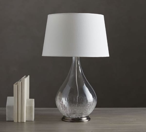 White Contemporary lamp with a bulgy base