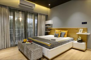 Bedroom with Wooden Flooring comprises of Wooden Double Bed