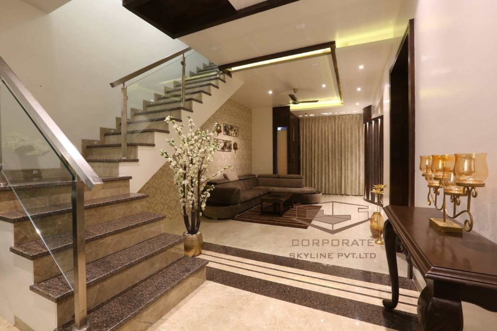 L Shaped Staircase with Granite Treads