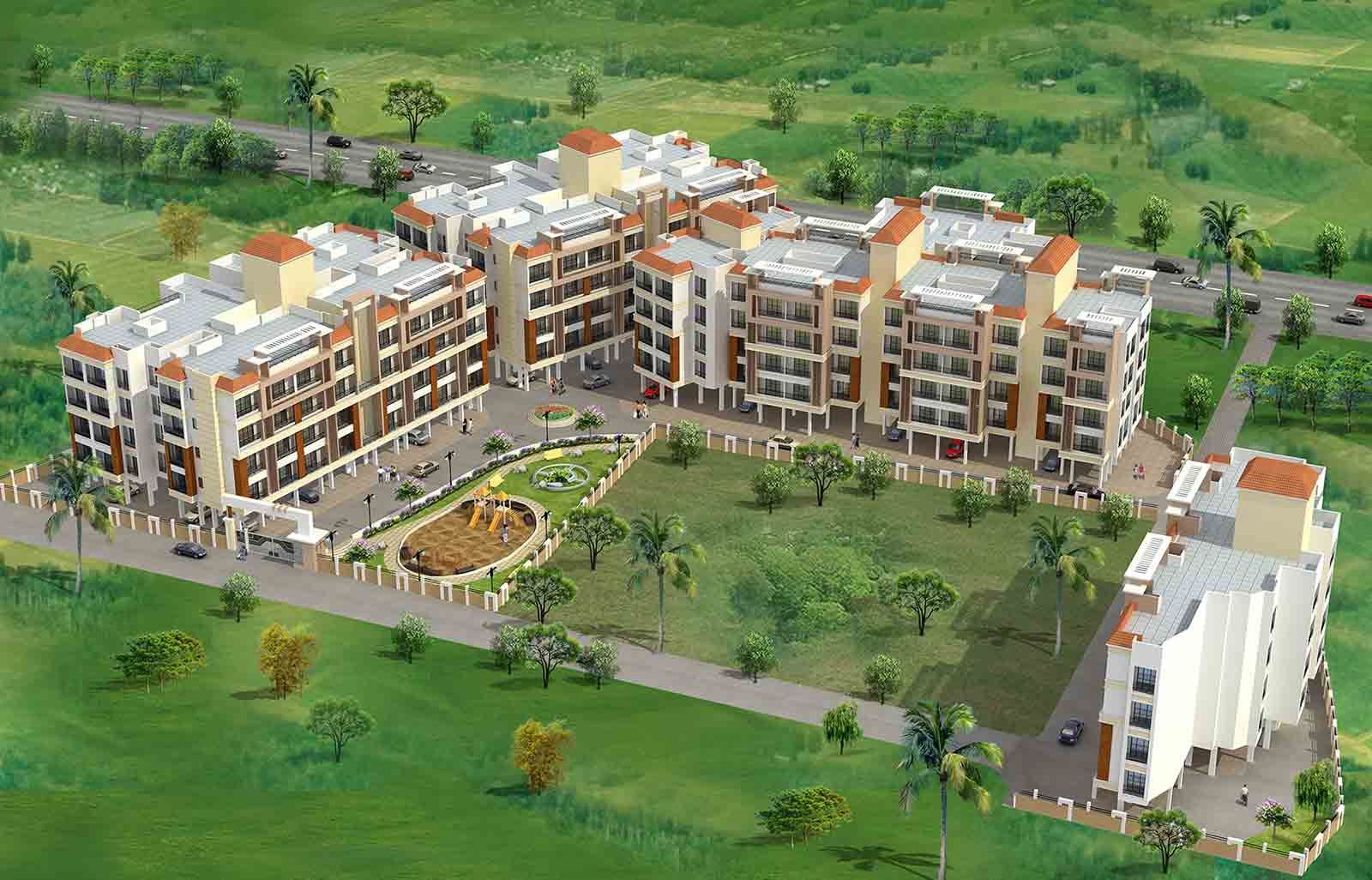 Bird Eye View of Residential Apartment Blocks Township