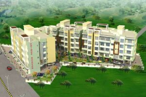 Birds Eye View of Low Rise Apartment Blocks with Parking Area on Ground Floor & Trees on the Periphery of the Premise incl. Children Pay Area