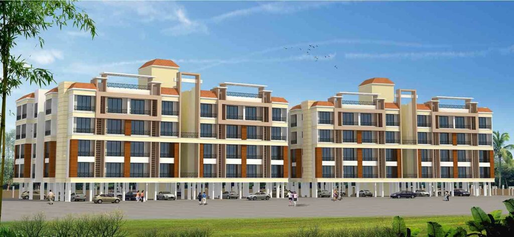 Exterior View of Low Rise Apartment Blocks with Parking Area on the Ground Floor