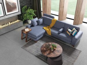 Linen Upholstered Modern Sectional Sofa cum Bed