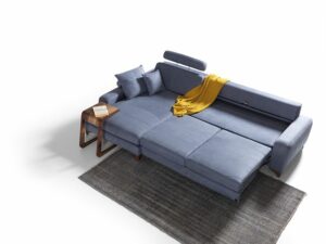 Linen Upholstered Modern Sectional Sofa cum Bed