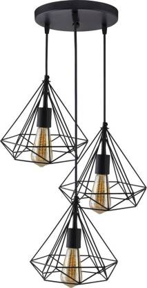 3 Lights Diamond Hanging Chandelier With Bulbs