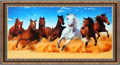 7 Brown Running Horses Wall Frame_LU