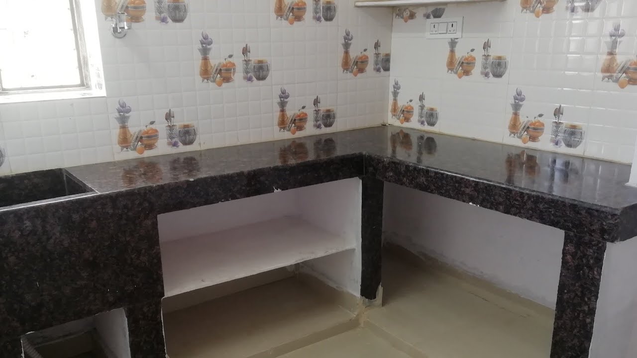 Kitchen Platform with facia patty & Half Brick Masonary wall Kitchen Platform