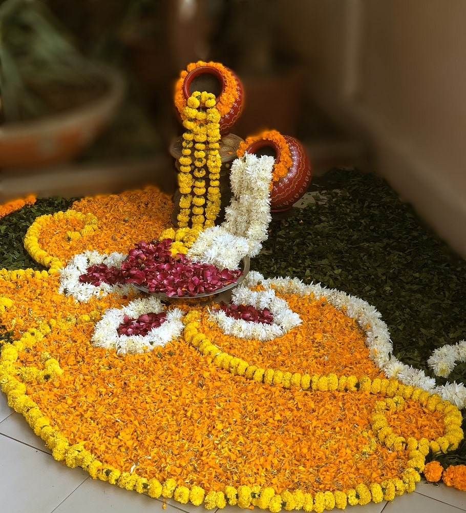 Corner Rangoli Design of Flower