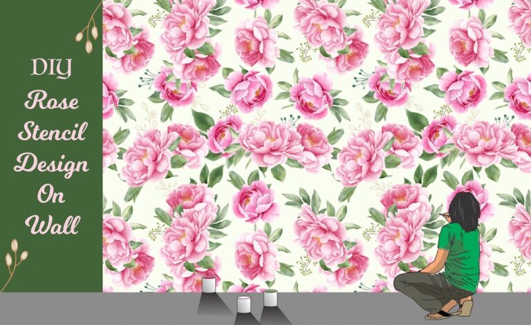 DIY Rose Stencil Design Wall