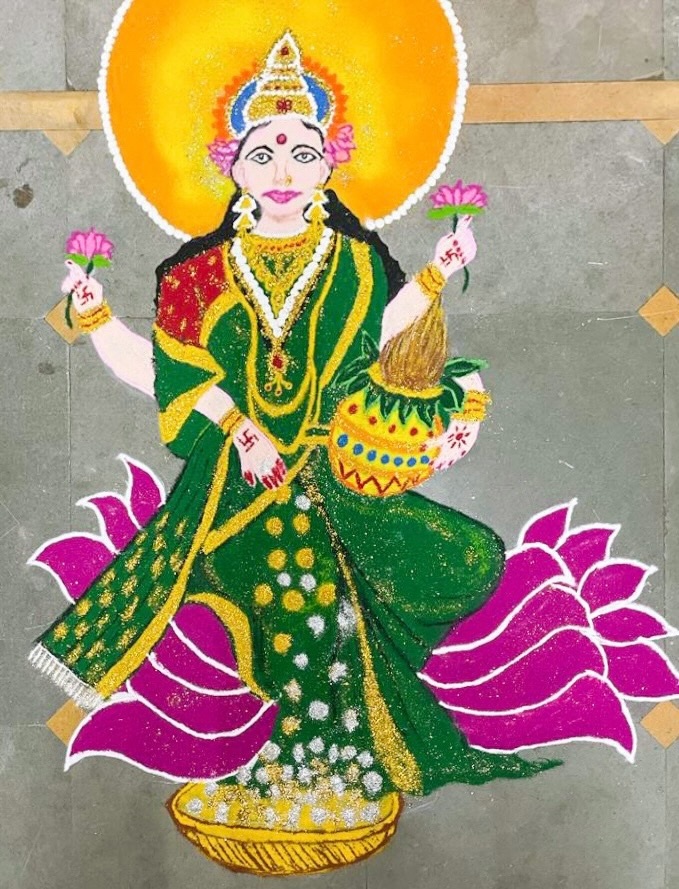 Goddess Lakshmi Rangoli Design