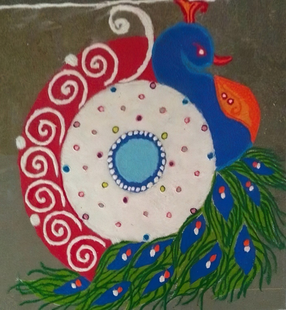 Simple Rangoli - Simple Peacock Rangoli Designs using Bowl... | Facebook