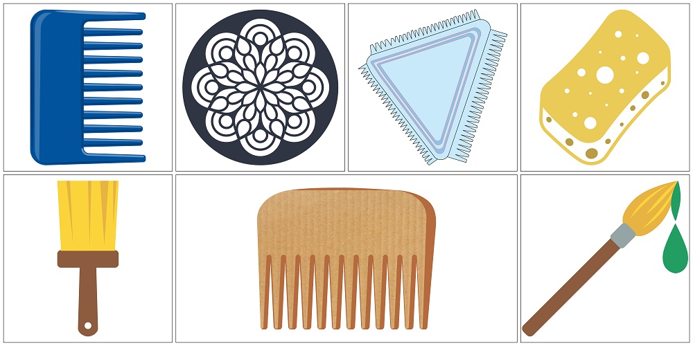 Tools used to create Stenciling and Sponging effect