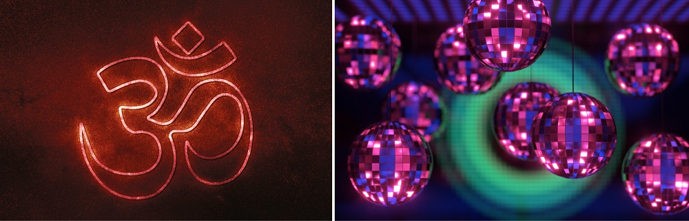 Trendy LED Om Symbol And Disco Lights