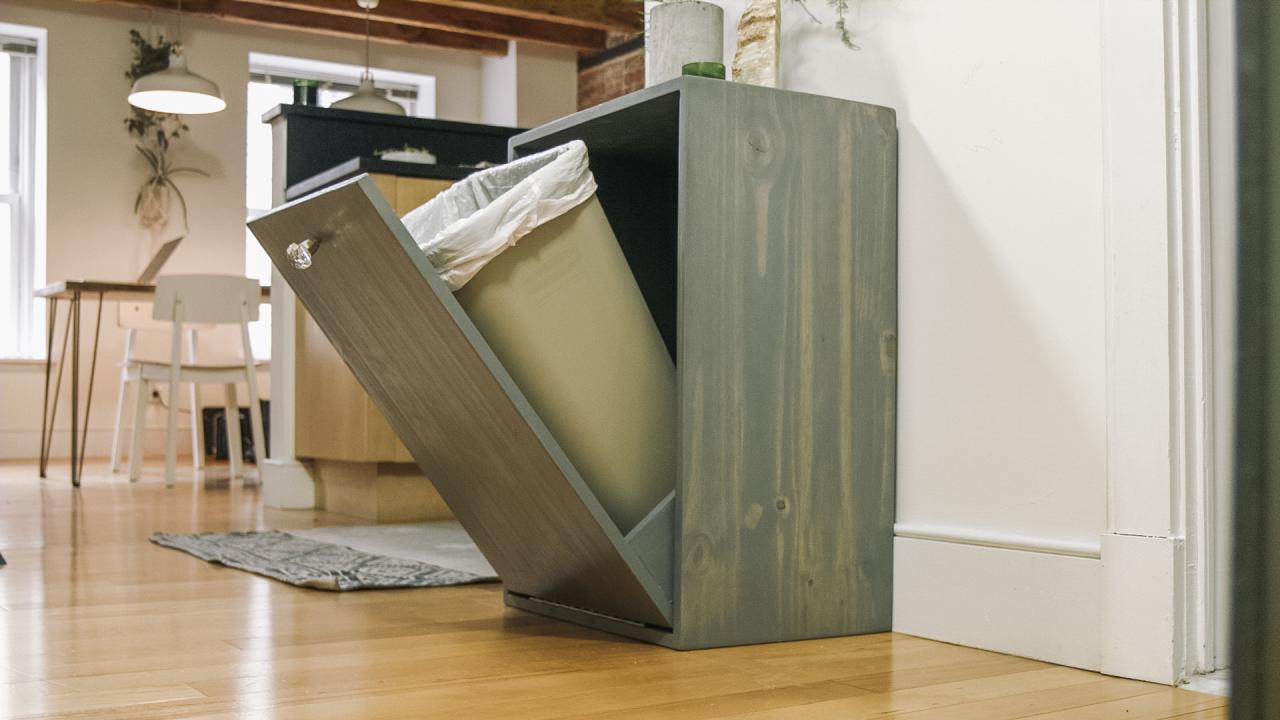 Conceal Trash Cans in a Deep Cabinet Conceal Trash Cans in a Deep Cabinet