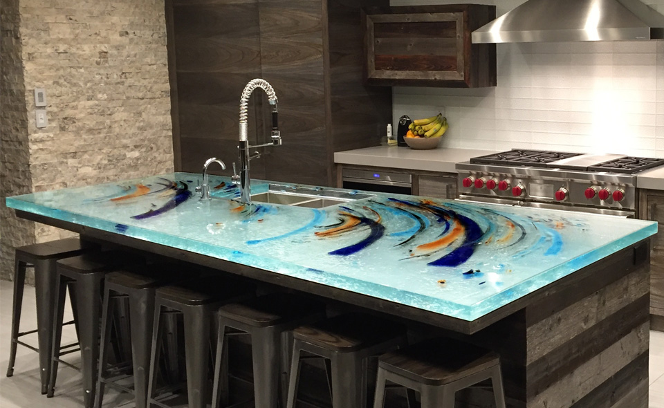 Uniquely Textured Glass Countertop