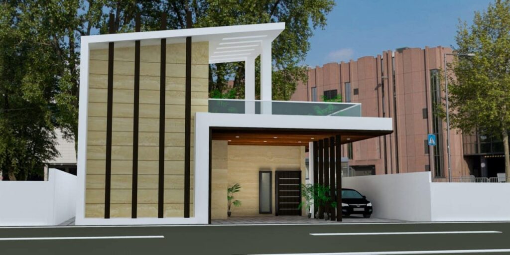 A double storey structure mimics a gate complex