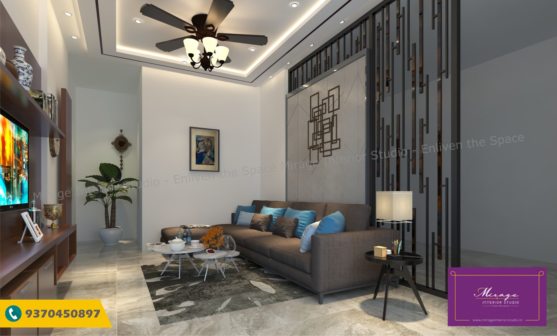 Modern living room with a concoction of different elements