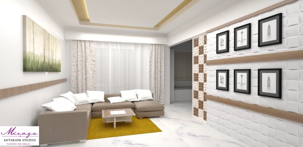 White and brown living room