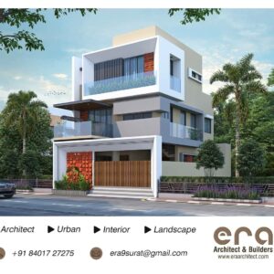 A three-storey house with a modern facade