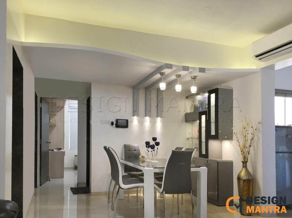 White and grey dining room