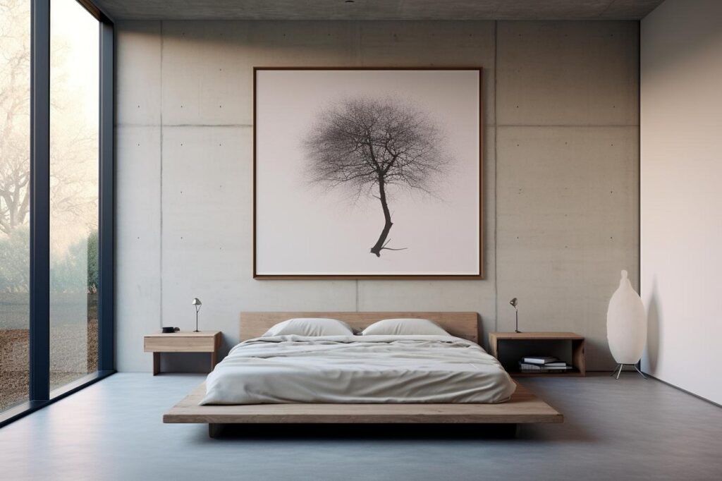 Minimalist queen on sale bed frame