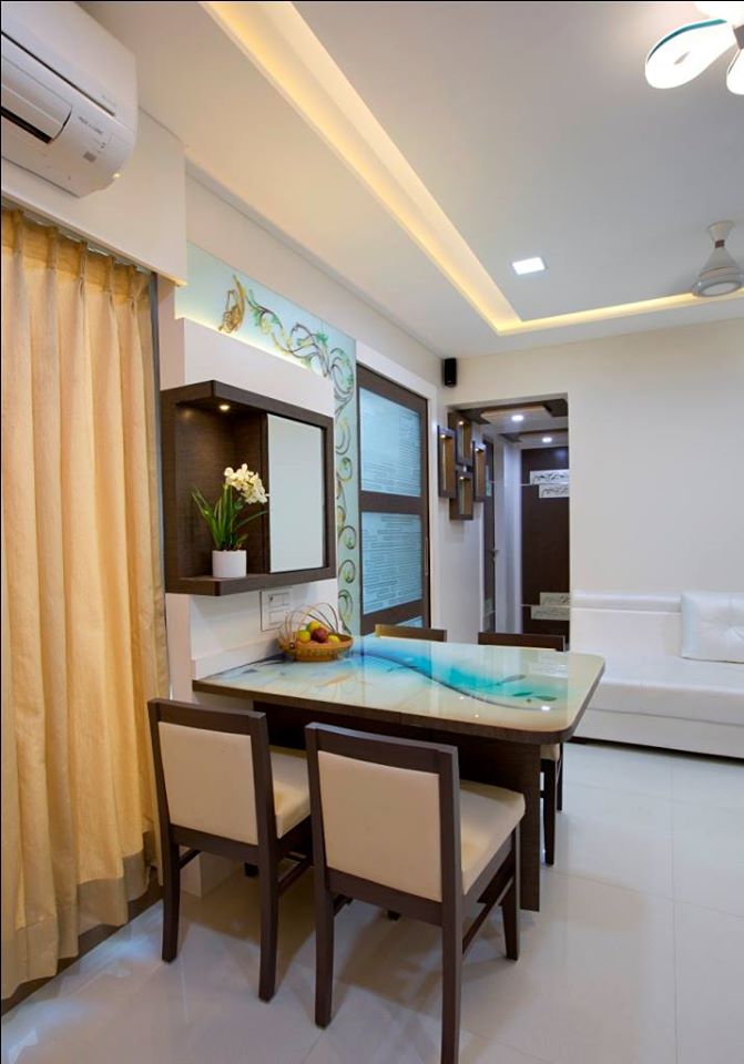 A Compact House has 4 Seater Dining Table with Acrylic Table Top & Wooden Framed Upholstered Chairs - 2