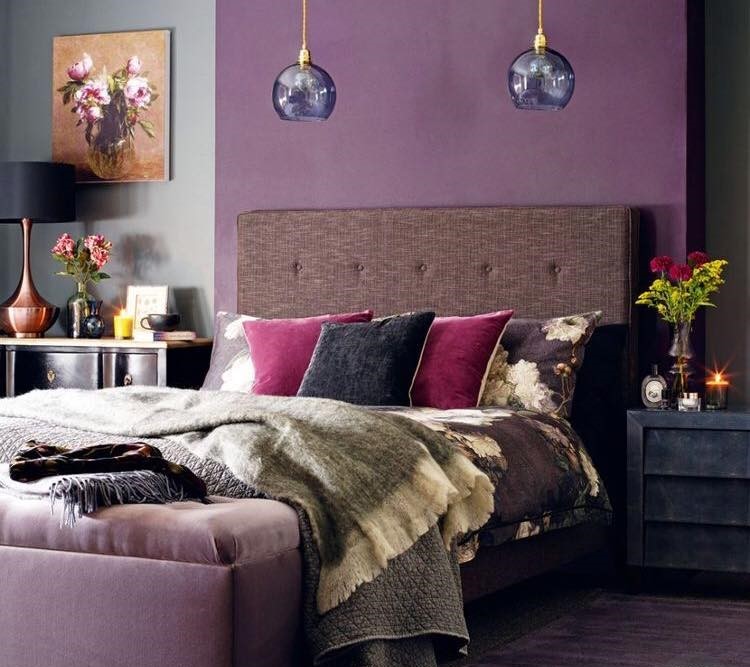 A Rectangular Purple Upholstered Bed