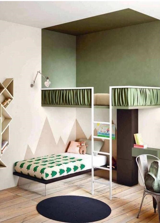 Multifunctional Children's Bedroom having a Bunk Bed with Storage Unit & Study Space