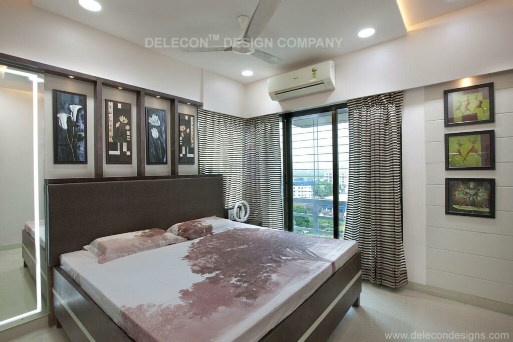 The Bedroom Consists Rectangular Brown Bed with Brown Cushioned Backrest - 1
