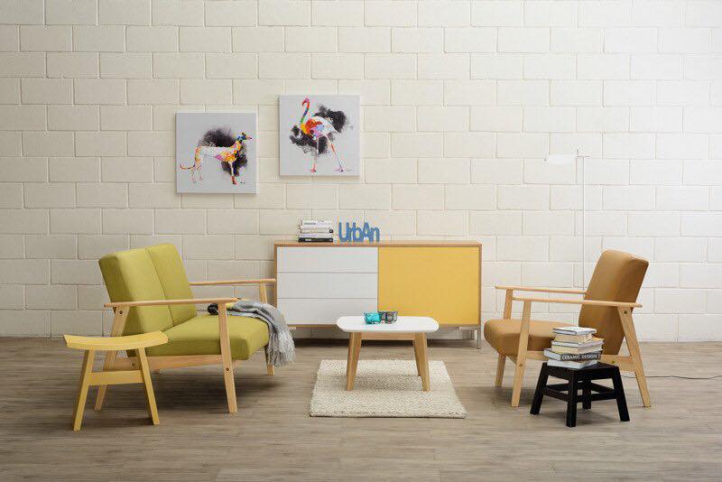 The Seating Space having 2-Seater Green Upholstered Sofa