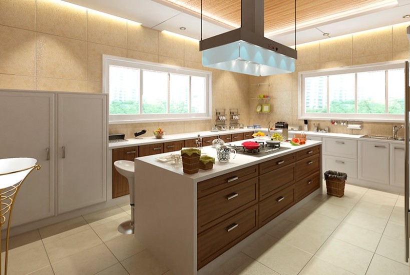 Beige-themed Kitchen with L-Shaped Counter