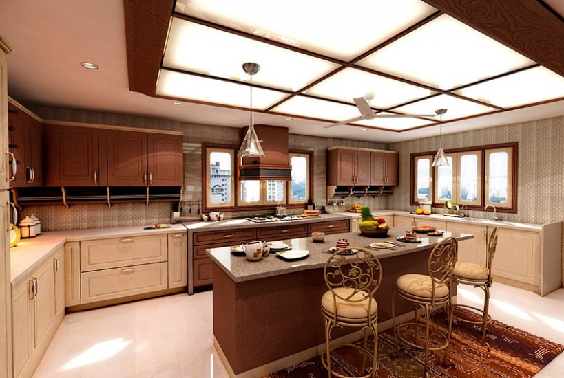 Classical Style Kitchen with U-shaped Kitchen