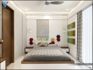 Minimalist themed White coloured Bedroom