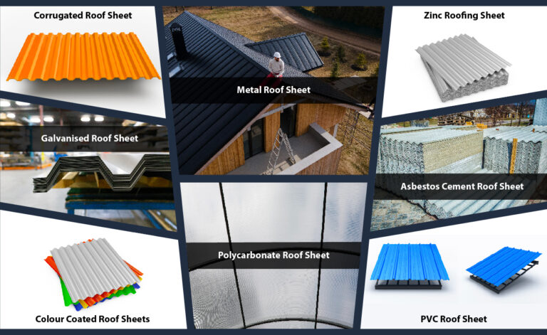 Collage of types of roofing sheets