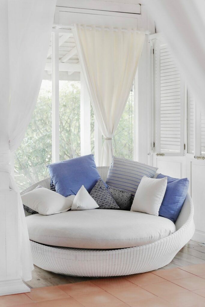 White Circular Knitted Couch