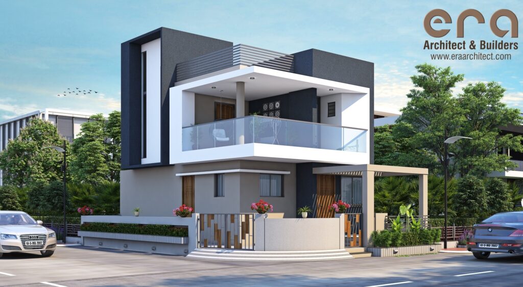 Modern Elevation of a Two-Storey House