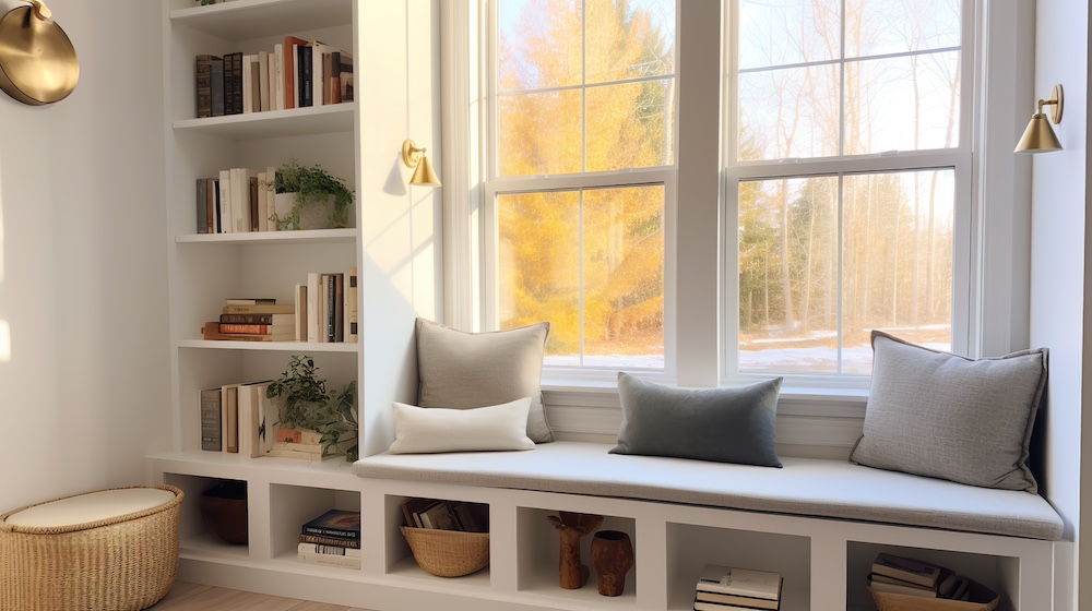Home Library with Bay Seater