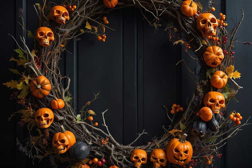 Witch Wreath for Halloween Door Decorations