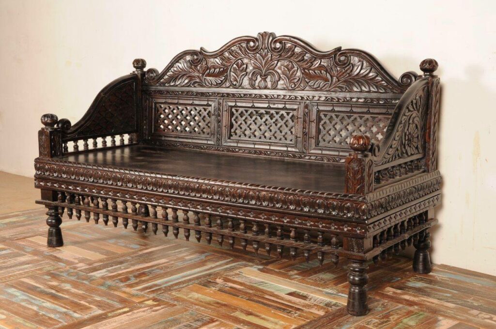 Dark Brown Wooden Sofa