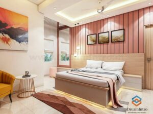 Modern Minimalistic Bedroom with White Flooring and Ceiling