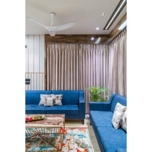 Spacious and Luxurious Living Room Featuring Light Blue Sofas