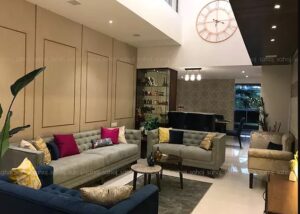 High Ceiling Contemporary Living Room is Magical