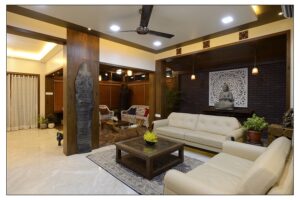 Modern Living Room Seamlessly Extends into a Family Space