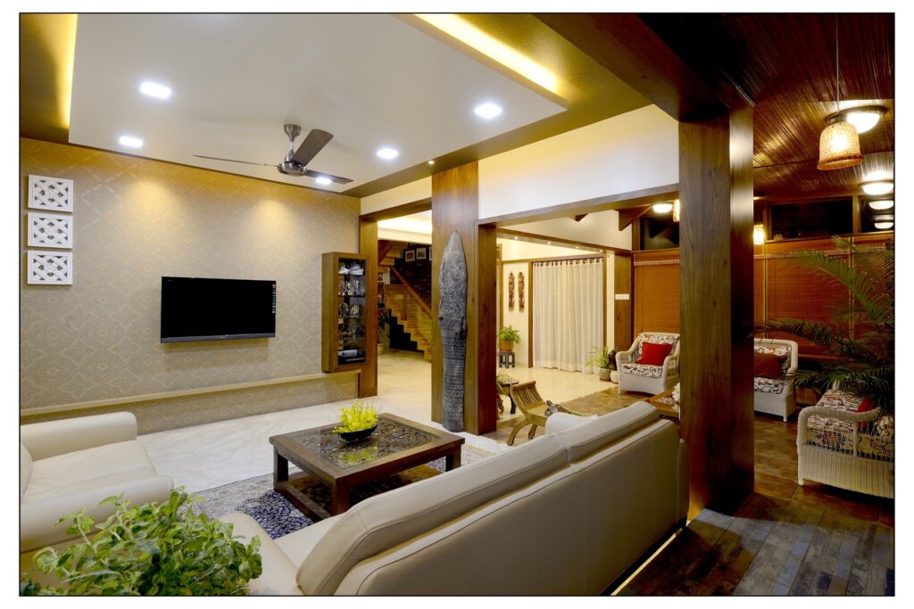 Modern Living Room Seamlessly Extends into a Family Space