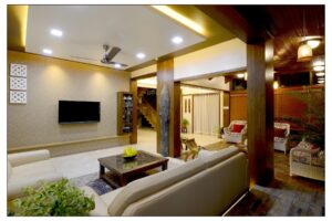 Modern Living Room Seamlessly Extends into a Family Space