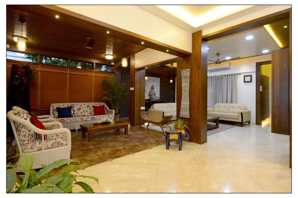 Modern Living Room Seamlessly Extends into a Family Space