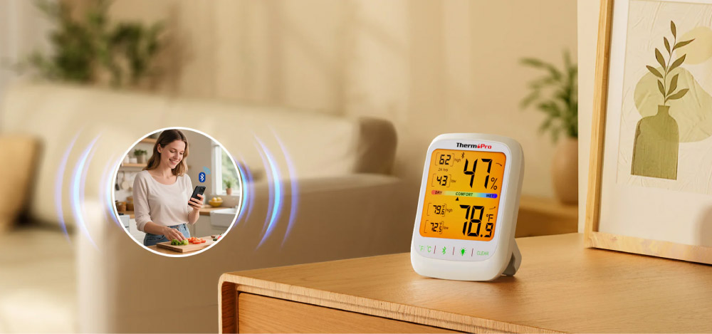 Bluetooth Indoor Hygrometer Thermometer to measure Humidity and Temperature