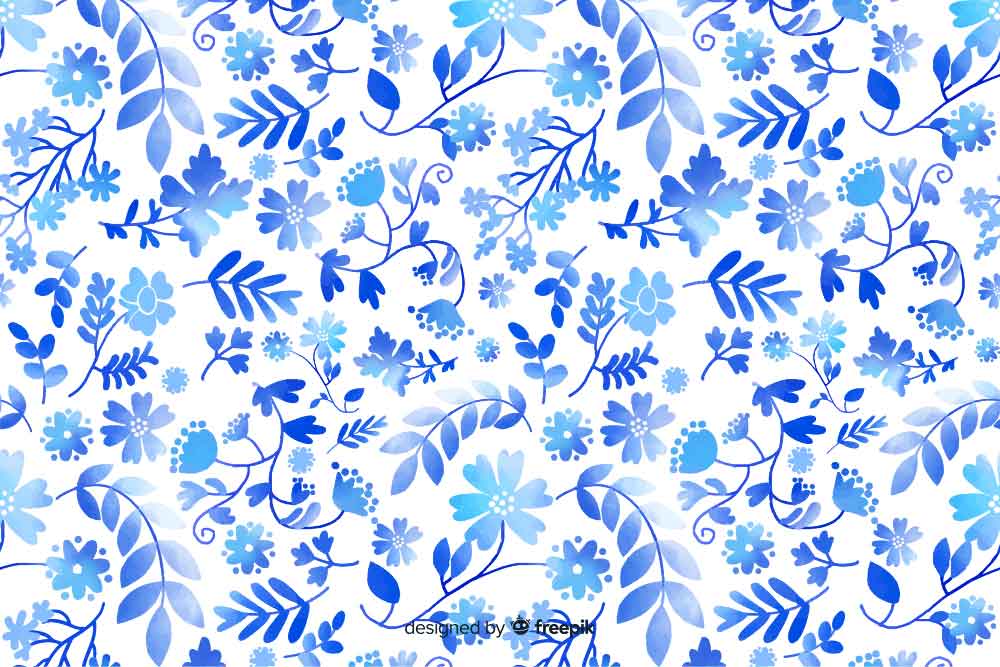 Mediterranean Coastal Floral Wallpaper in Bright Blue