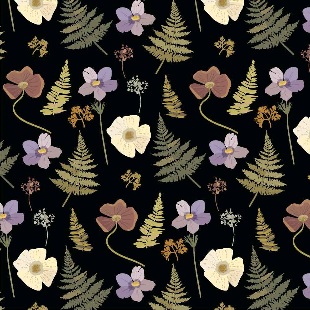 Midnight Garden Wallpaper with Jewel-Tone Florals