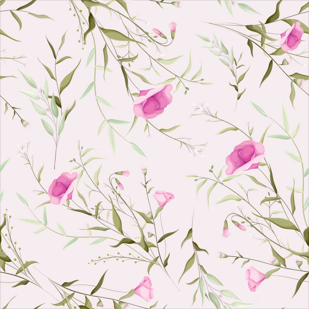 Sage Meadow Bloom Wallpaper with Soft Pink Tulips